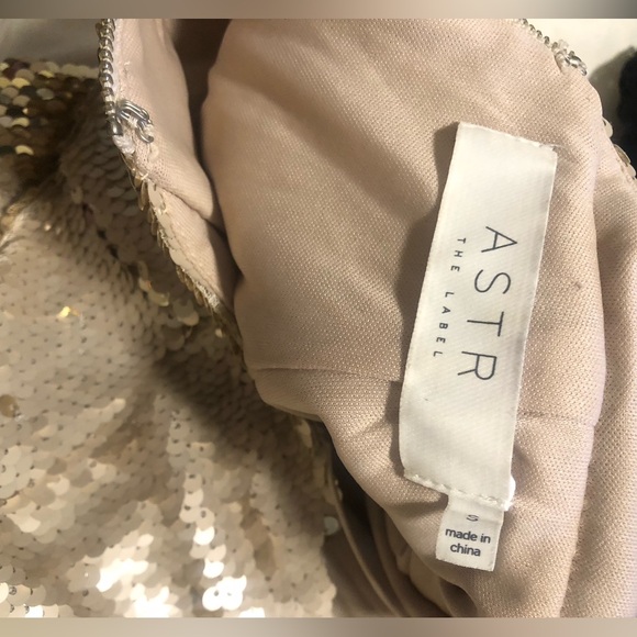ASTR the label gold metallic ivory sequin beaded dress size small - Picture 6 of 9